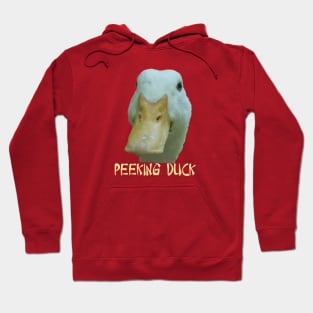 Quirky Peeking Duck Face Over Punny Asian Text Hoodie